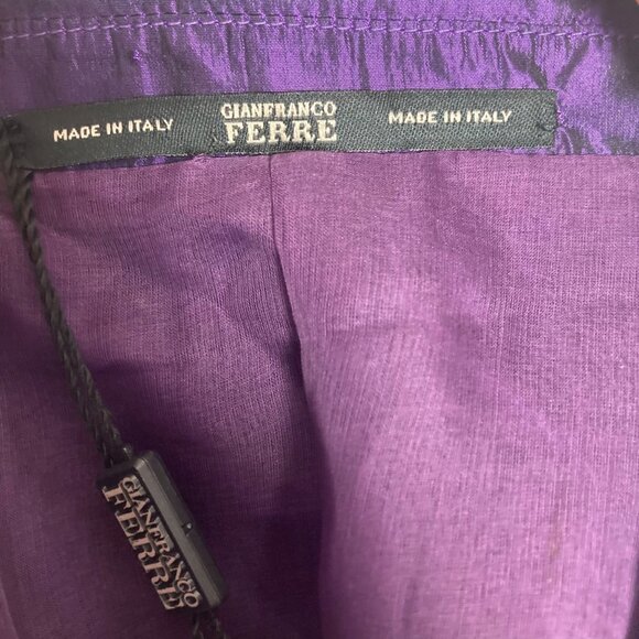 Vintage Gianfranco Ferre Purple Silk Blazer Jacket 50 it 14 US Made In Italy NEW - Picture 4 of 13